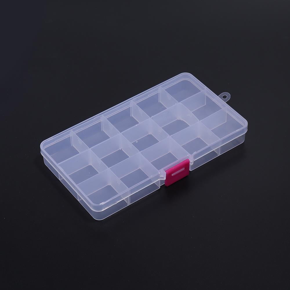 10-15 Grids Plastic Transparent Storage Box Square Adjustable Organizer with Cover for Jewelry Beading Compartment Storage Case