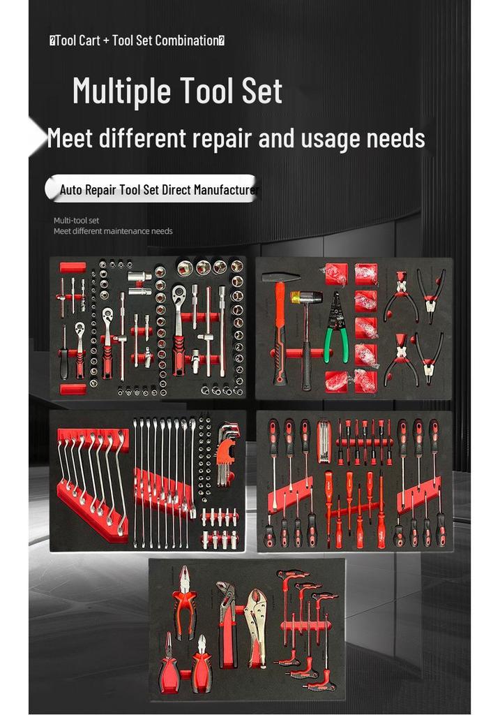 420-Piece Mechanic Tool Set: Seven-Layer Trolley-Style Mobile Auto Repair Cabinet