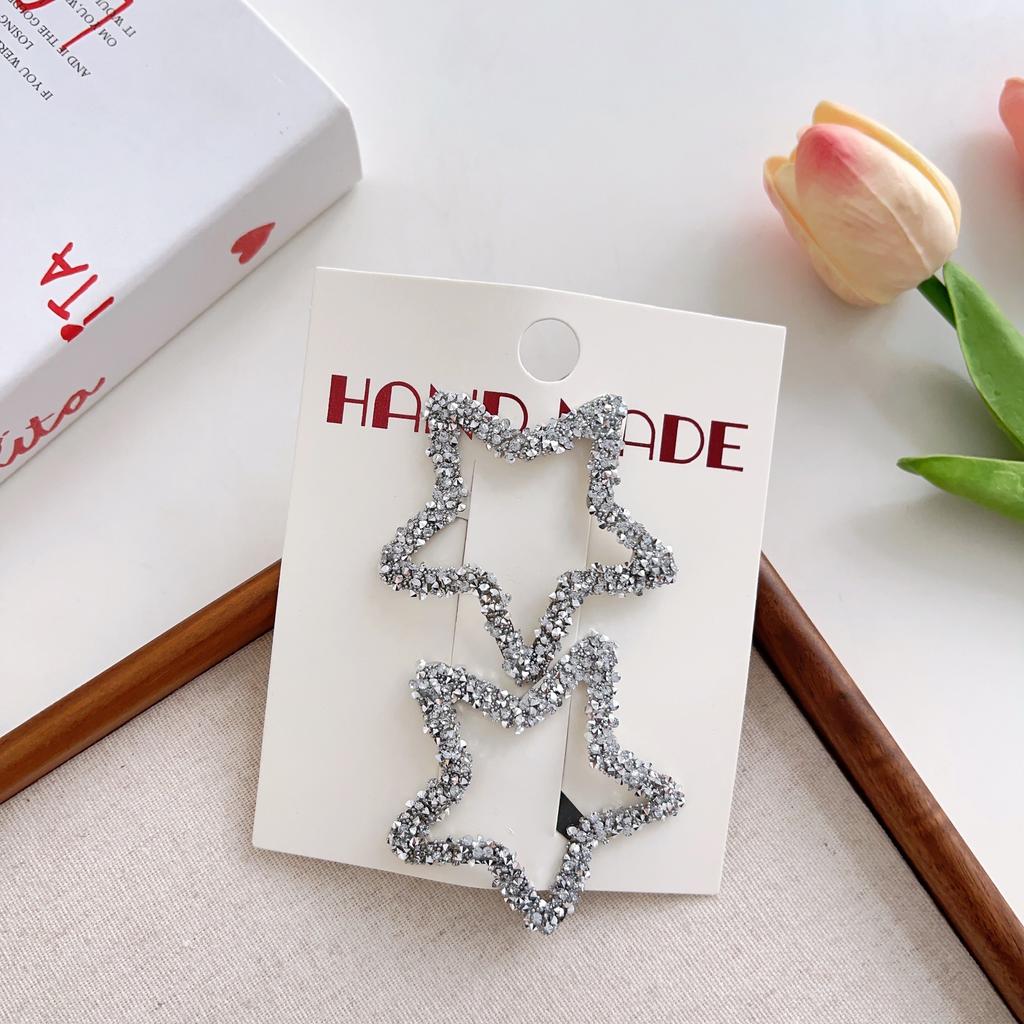 Spinka do włosów z kryształkami w kształcie serca i gwiazdy  Akcesorium do włosów na grzywkę boczną  Geometryczna pusta spinka do włosów na potylicę