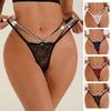 Women's Glitter Thong Sexy Floral Lace Sheer Strappy Underwear Rhinestone Strap G-String Stretch Panties