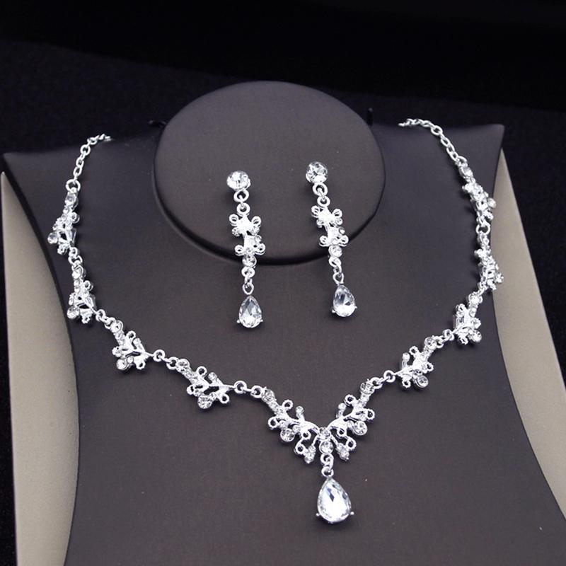Luxury Princess Bridal Jewelry Sets for Girls Tiaras Crown Dangle Earrings Choker Necklace Wedding Jewelry Set