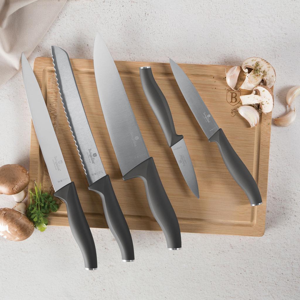 Set Of 5 Kitchen Knives With Board Berlinger Haus Bh-2961 Anthracite