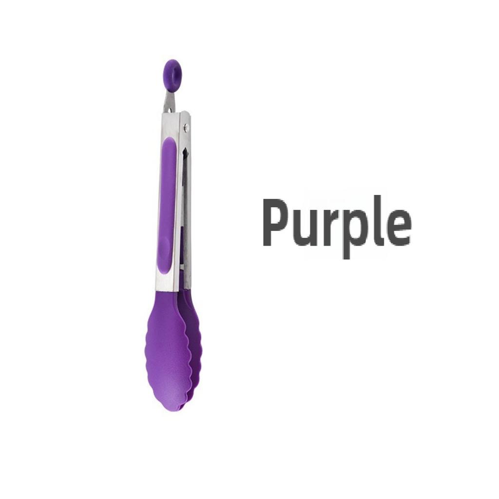 Cooking Silicone Tongs Non-slip Easy Grip Stainless Steel Salad Clips Heat-resistant Non-Stick Food Grade BBQ Tong Kitchen Tools