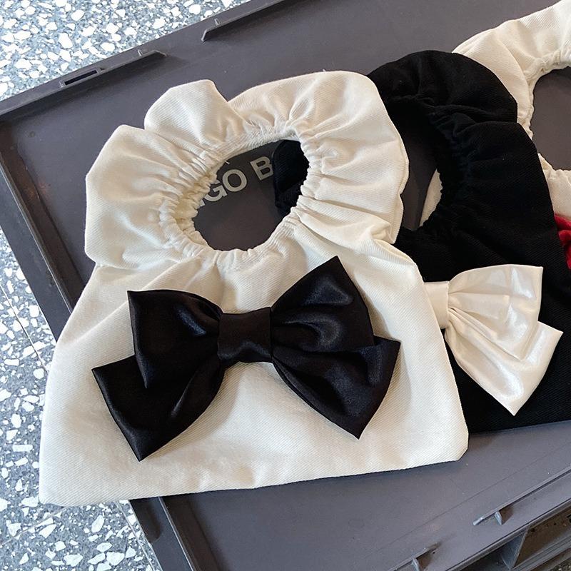 1 Cute bow bag mini wrist cloud bag women's new pleated lace handbag