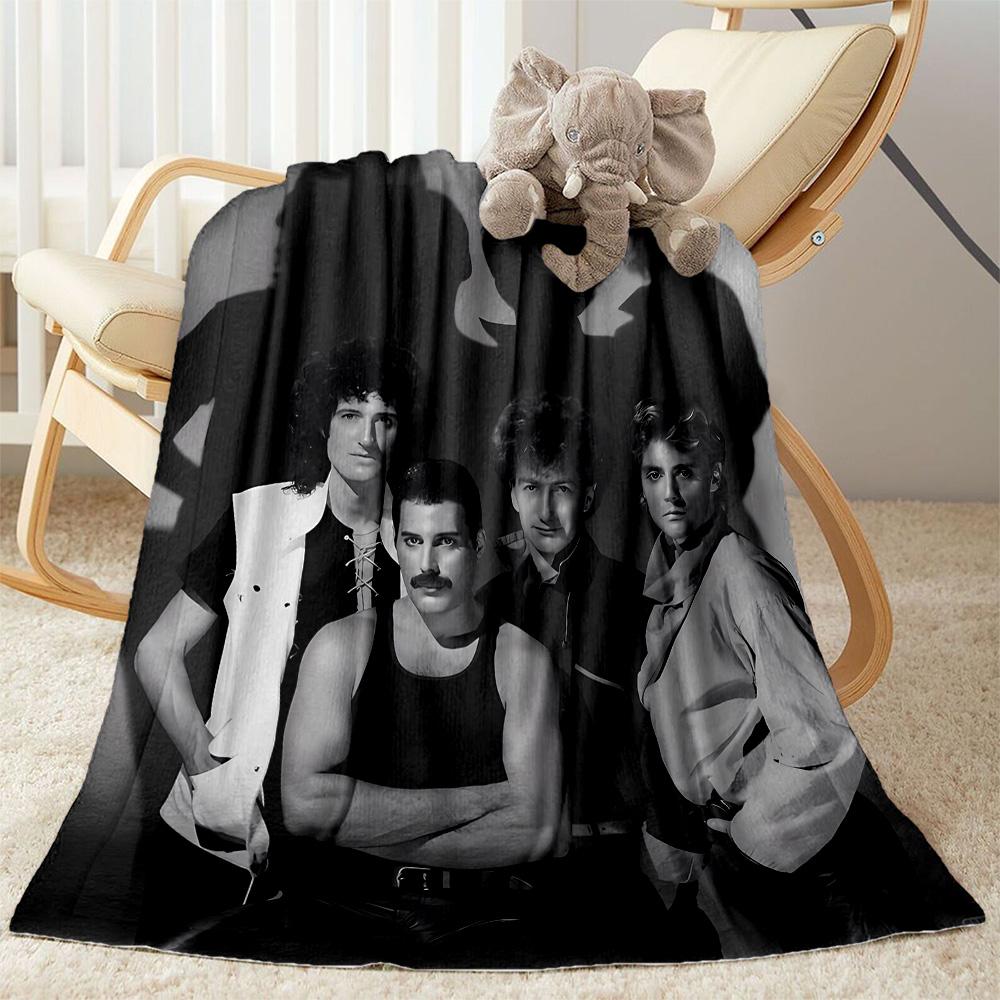 Rock Band Black Leather Blanket Durable Comfort Suitable for Couch Sofa Office for All Occasions Playful Design Best Holiday Gift for Friends Family
