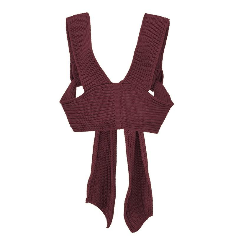Women's New Sexy Cross Thick Knitted Top Slim Sexy Temperament Bottoming Woolen Knitted Vest
