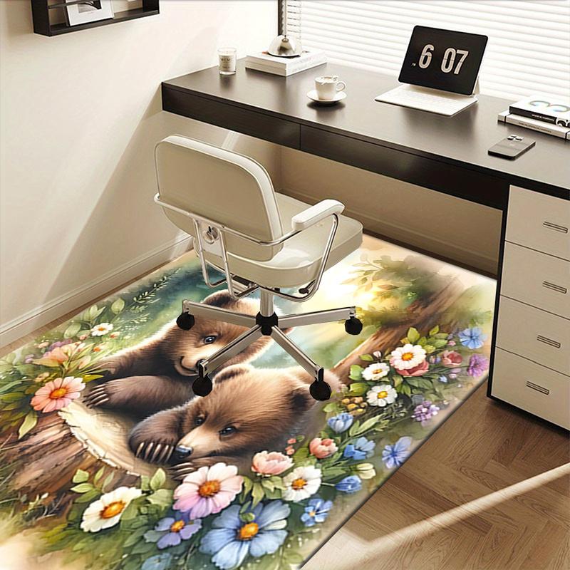 Bear Theme Chair Mat Office Carpet - Oversized Rug for Home Decor, Sofa Carpet, Desk Mat, Gift Idea for Office and Living Room0250A