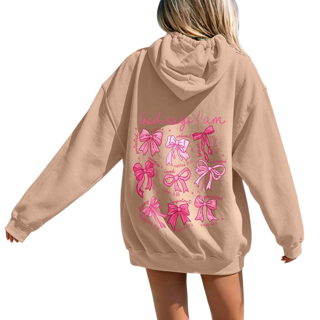 Women's Long Sleeve Letter Print Hoodie Sweatshirt Casual Pullover