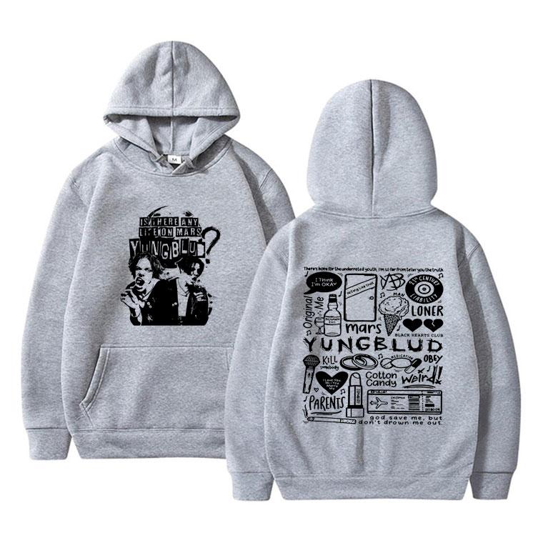Rock Singer Yungblud Is There Any Life on Mars Double Sided Print Hoodie Male Casual Sweatshirt Men's Vintage Popular Hoodies