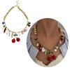 Whimsical Cherry Charm Necklace Dopamine Style Jewelry Sturdy Stainless Steel Chain For Everyday