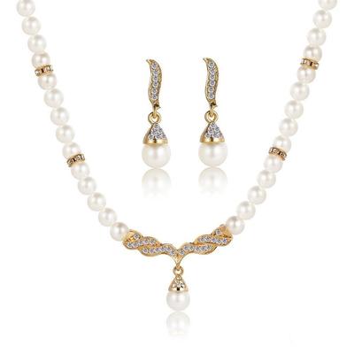 Latest Stylish Design Fancy Pearl Necklace Jewellery Set for Women