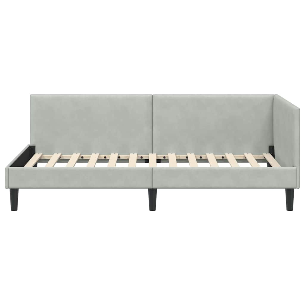 Corner Bed Frame with Headboard Light Grey 80 cm x 200 cm Velvet
