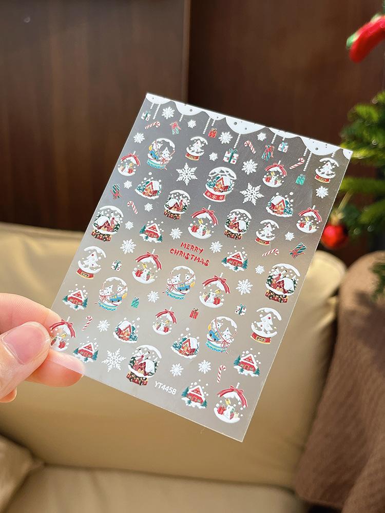 3D Embossed Christmas Wreath And Bell Nail Art Stickers Festive DIY Manicure Decorations Adhesive Nail Accessories