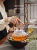 High-Temperature Resistant Pumpkin Glass Tea Set with Striped Design and Tea Infuser