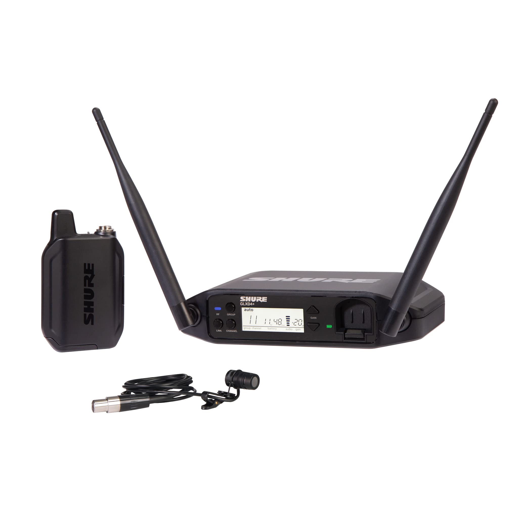 

SHURE Lavalier Wireless System WL185 Lavalier Wireless Tabletop Pack Transmitter Easy and Stable to 17 hours of continuous to 60m Digital Wireless
