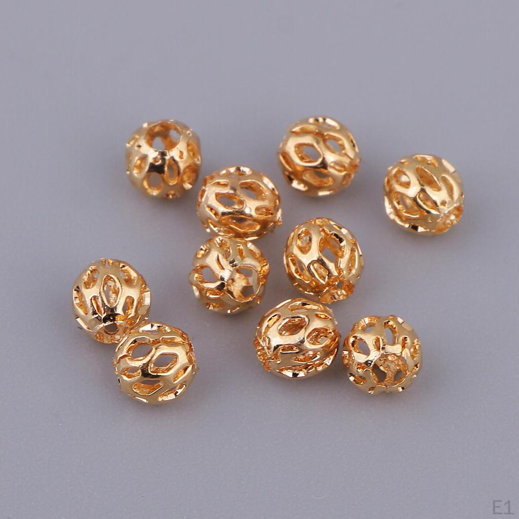 10pcs Golden Metal Filigree Loose Spacer Beads for Jewelry 3.5mm