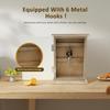 Decorative Wood Key Cabinet Vintage Key Holder Box Wall Mounted Wood Key Box Minimalist Wall Key Cabinet Box with 6 Key Hooks