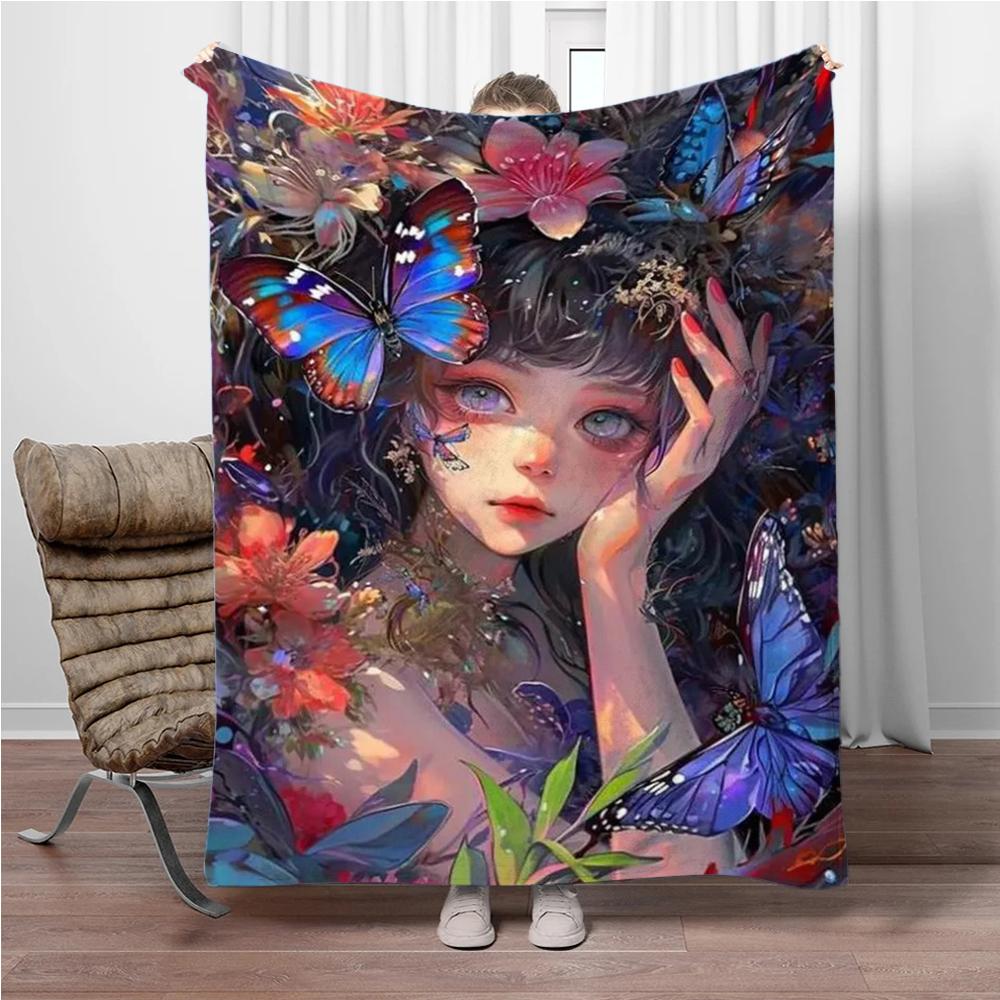Kunst Cartoon Mädchen Decke Kinder Warm Weich Decke für Sofa Büro Picknick Bettbezug Decke Geeignet für Geburtstag Souvenir Geschenk