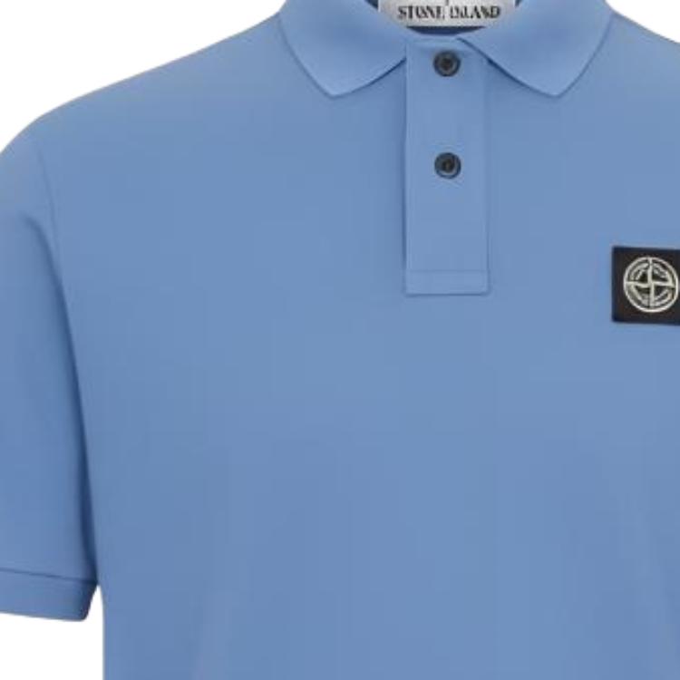 Stone Island Logo Short Sleeve Button Solid Polo Shirt Men polo shirts L1S152200008S0017-V0041