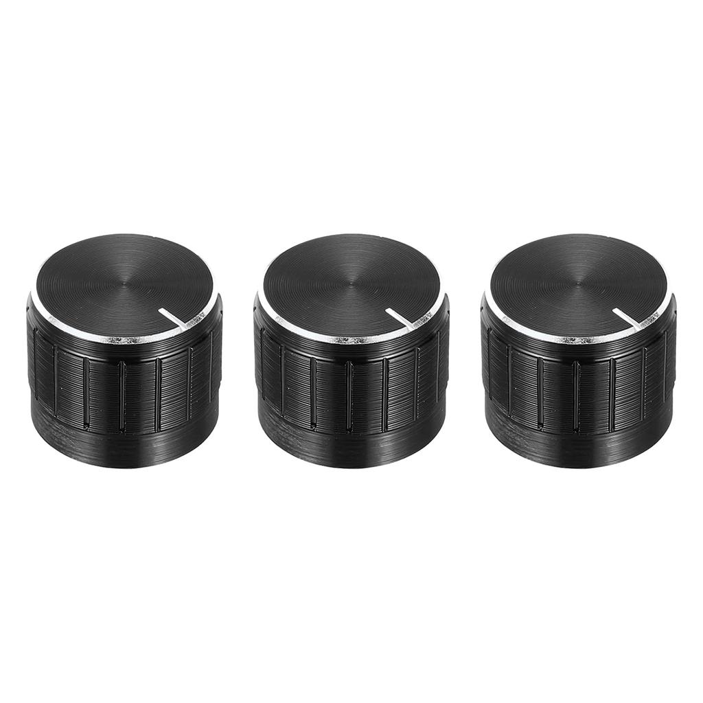 uxcell 3 Pcs Potentiometer Knob, Nulled Axis, Black Aluminum, 0.2 inch (6 mm) Shaft