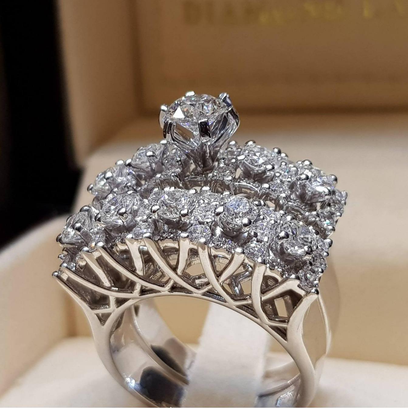 

New creative hollow engagement ring, European beautiful woman ring wedding banquet ring 5