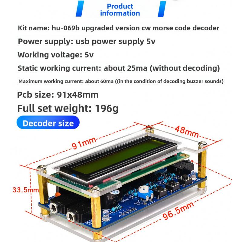 Upgraded VersionCWMorse Code Decoder Practice Device Electronic ComponentsDIYCircuit Board Soldering Practice Kit