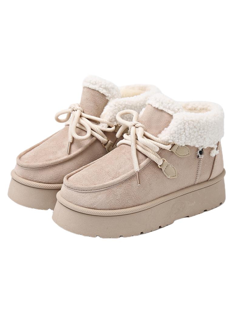 Women's Snow Boots Winter Thickened Plush Warm Cotton Shoes Lace Up Short Boots Winter Women's Ankle Boots Botas Invierno Mujer