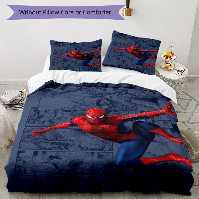 3pcs Spider Man Bedding Set Duvet Cover Closure Includes 1 Duvet Cover & 2 Pillowcases, Soft and Comfortable for All Seasons.