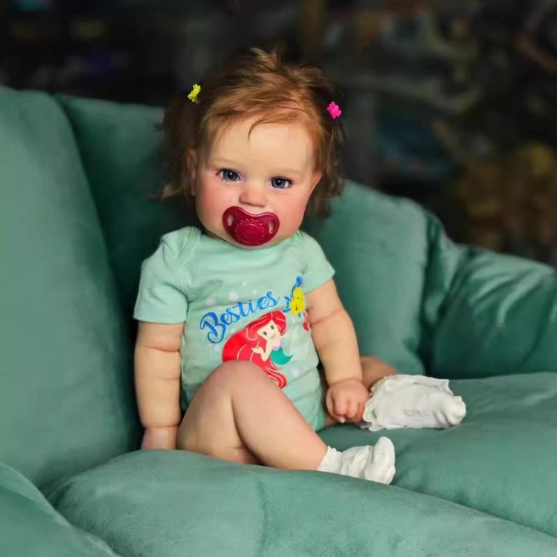 50cm Full Silicone Body Reborn Dolls Maddie 60cm Cloth Body 3D High Color Painting Simulation Baby Cute Rooted Rooted Short Curly Hair Simulation Doll