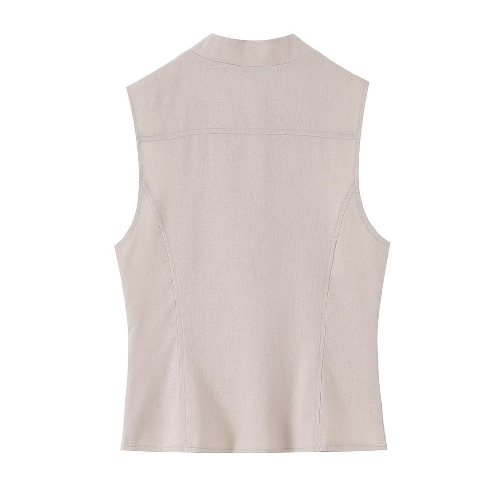 European and American style wholesale women's clothing fashion versatile temperament casual knot buckle vest + knot buckle shorts