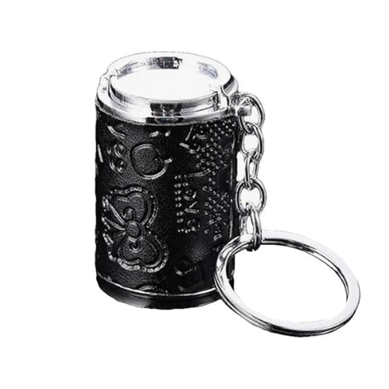 Keychain Pendant Embossed Ring with Mini Coin Imitation Leather Key Metal Edging Storage чёрный