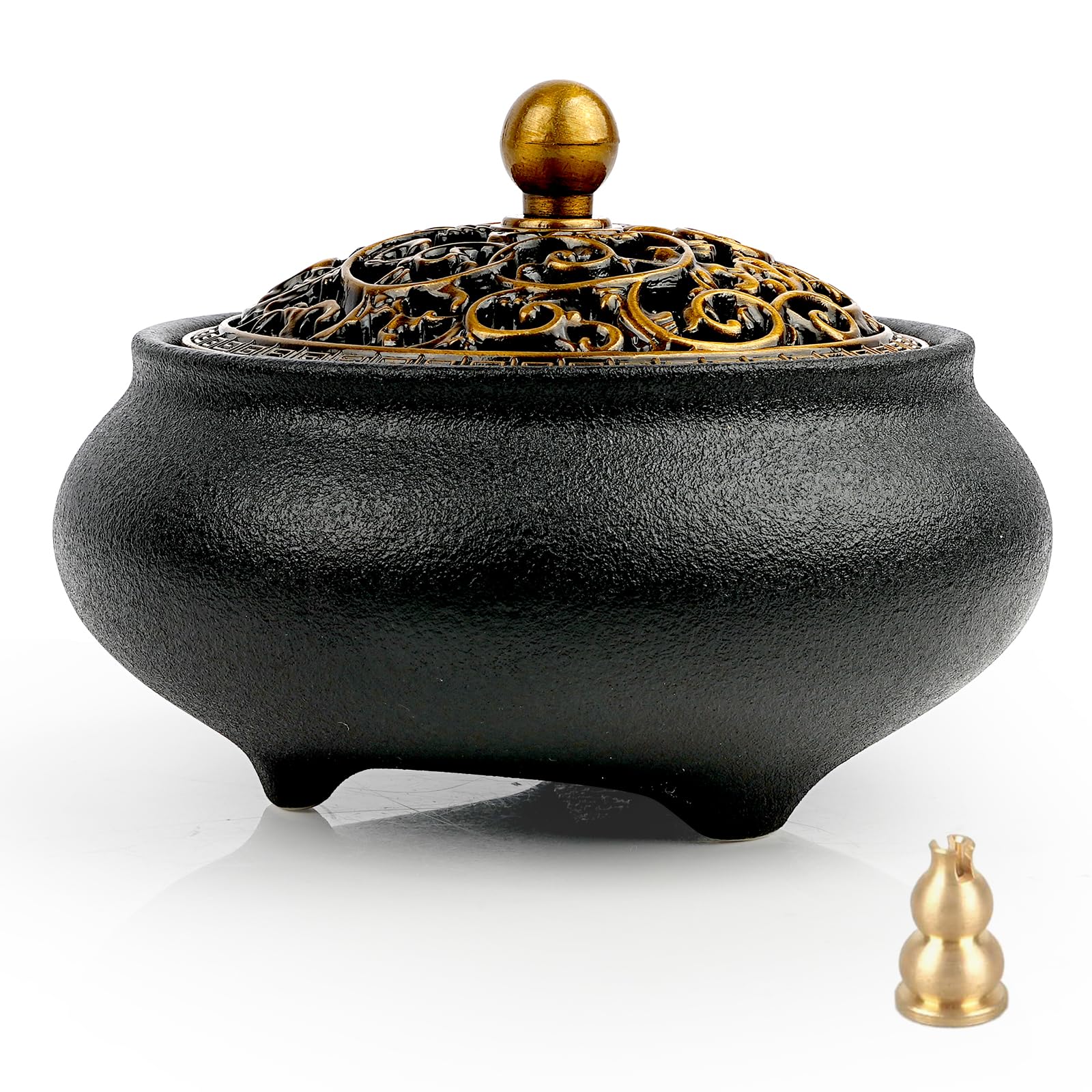 

Ceramic Incense Burner with Lid, Flame-Retardant Cotton, and Incense Holder, Perfect for Yoga, Meditation, Buddhist Altar Purification, Incense