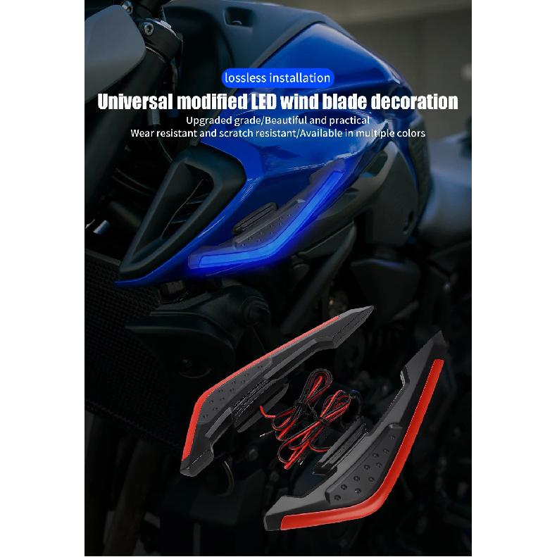 1 pair Motorcycle Front Side Wing LED Light Kit Aerodynamic Wing Lights Universal Spoiler Lamp Motorcycle Decorative Accessories