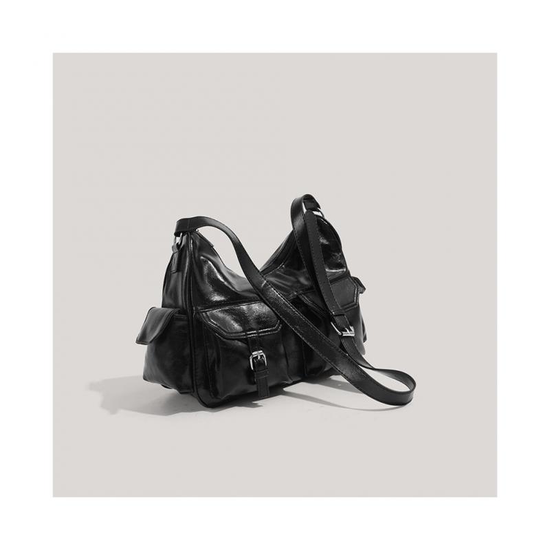 Vintage Motorcycle Bag for Women, Fashion Multi-Pocket Underarm Shoulder Bag, Large Capacity Versatile Commuter Crossbody Bag, Durable PU Leather
