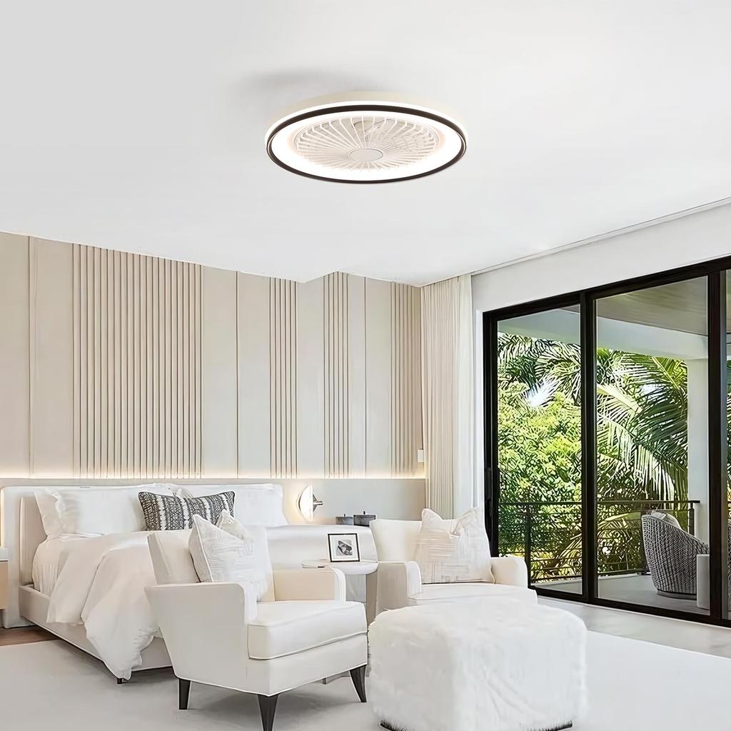 Sofucor 48.2cm Flat Ceiling Fan with 6-stage Remote Control, Super Quiet DC Motor, RGB & 3-color Light, Dimmable – Ideal for the Bedroom