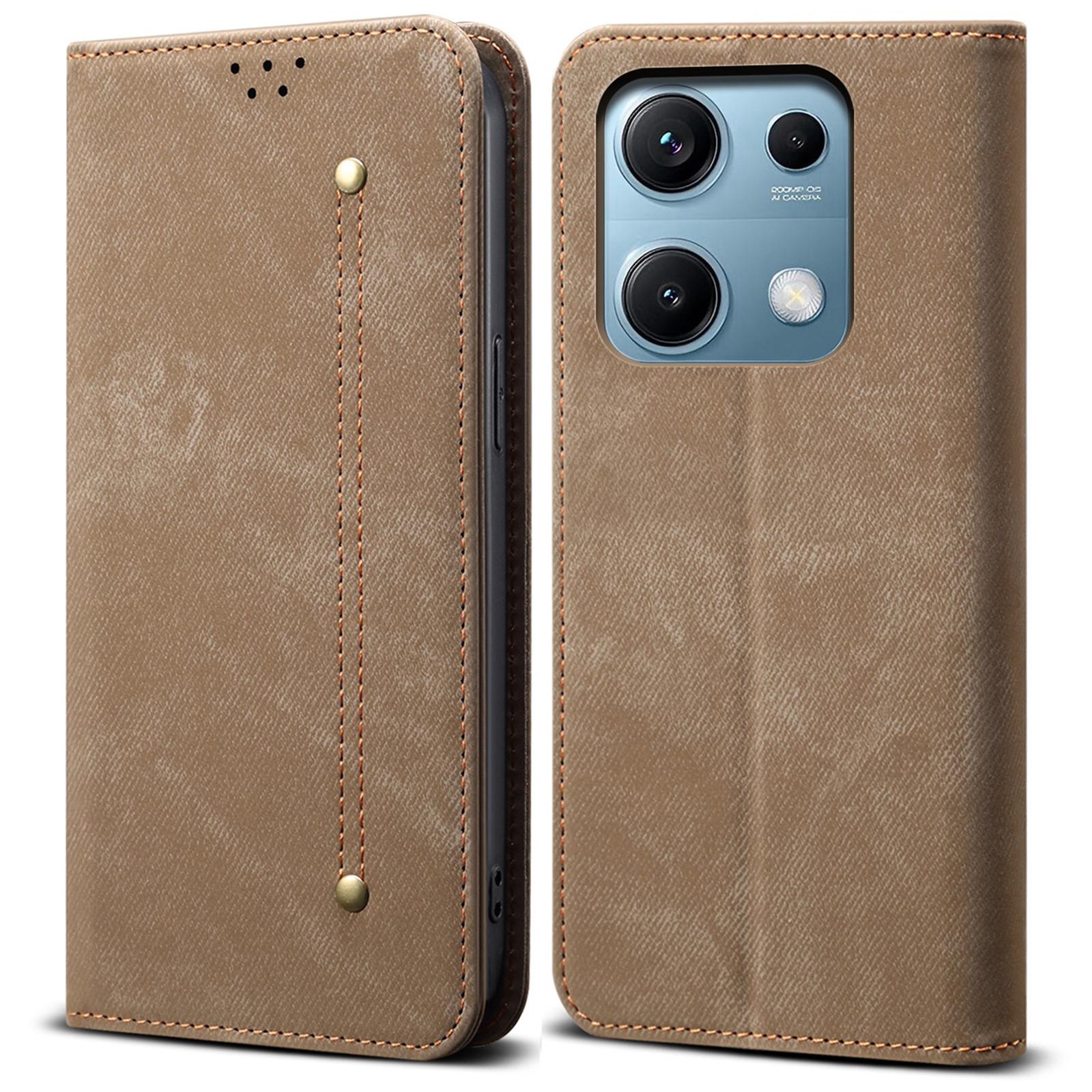 

For Xiaomi Redmi Note 14S 4G Case Jeans Cloth Texture Anti-Scratch Leather Stand Phone Cover C