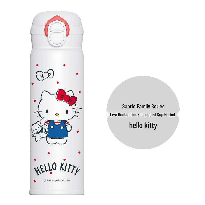 

Изолированная бутылка для воды с соломинкой Hello Kitty для девочек - Милая, портативная и идеально подходит для школы 500ml