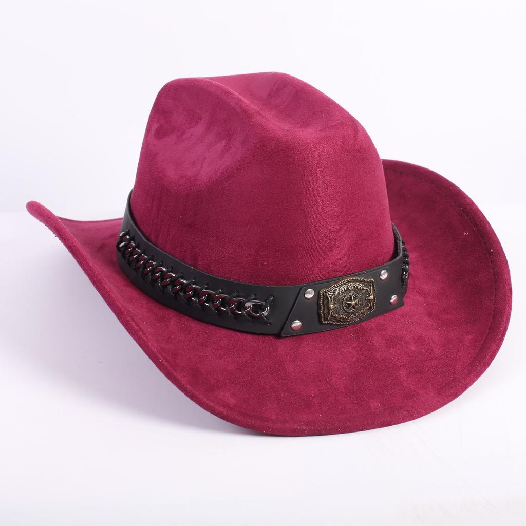 Nuovo colore cappello da cowboy western da uomo e da donna versatile per il pendolarismo stile semplice tesa larga cappello a cilindro cappello da sole