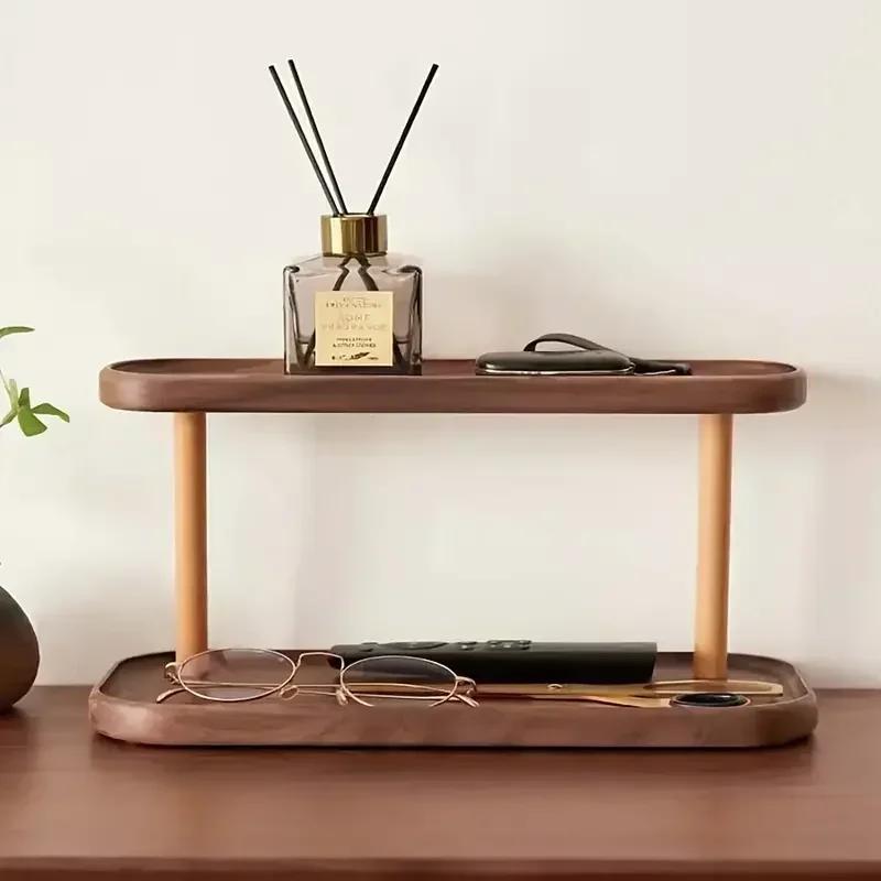 1PC Wooden Storage Shelf 2-Tiers Desktop Organizer Shelves Desk Display Rack Desktop Dressing Table Cosmetics Storage Rack Hot
