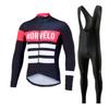 Set Completo Maglia a Manica Lunga da Ciclismo e Salopette Uomo Donna A Righe Traspirante