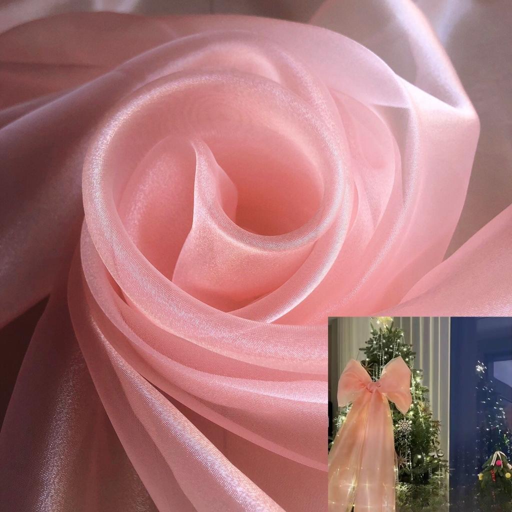 DIY Christmas Tree Bow Decoration Transparent Pearlescent Slightly Hard Organza Fabric Wedding Floral Wedding Dress Gowns Fabric