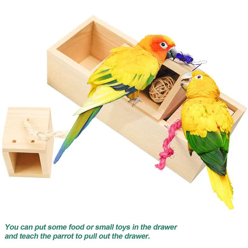 3-8Pcs Birds Puzzle Toy Parrot Toy Set Bird Supplies Skateboard Cart Shopping Cart Training Bird Toy Puzzle Ring Interactive Toy