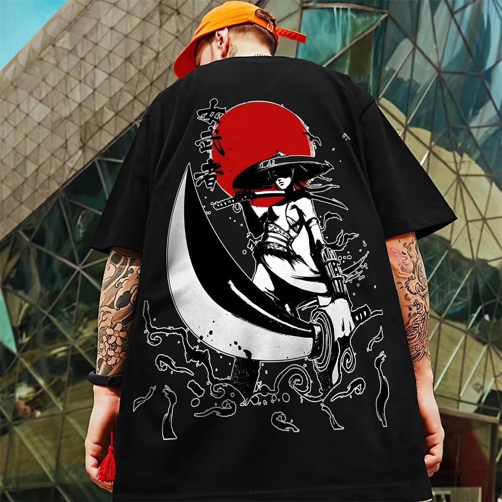 New Men's T-Shirt 3d Bushido Print Short Sleeve T-Shirt For Men Retro Street Trend Man Clothes Oversized Loose Tees Hip-Hop Tops