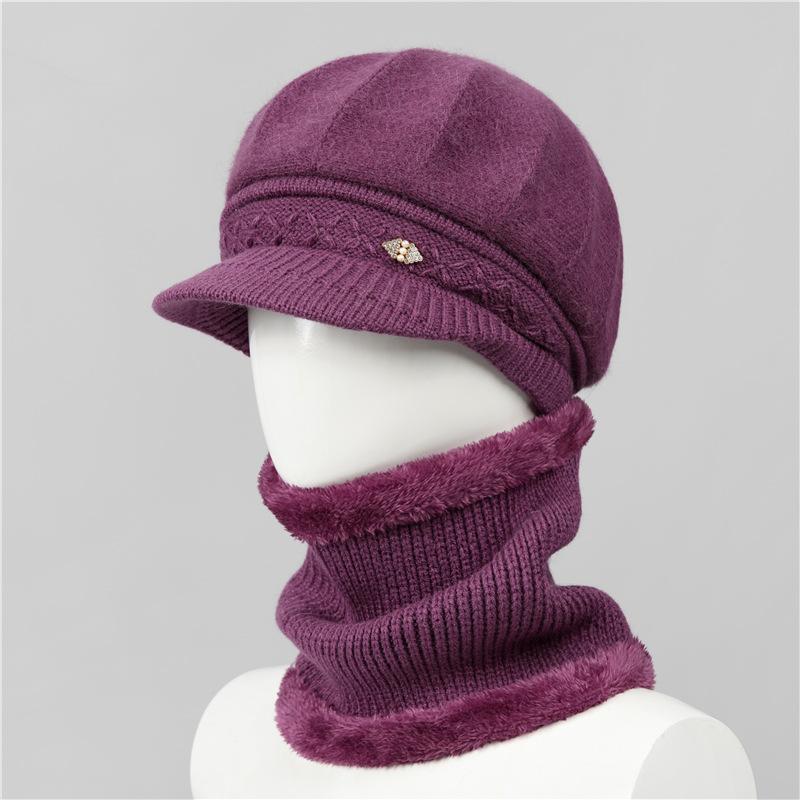 Kaninchenfell Strickwollmütze Kinder Herbst und Winter Vielseitig Winter Warm Kaltmütze Schirmmütze