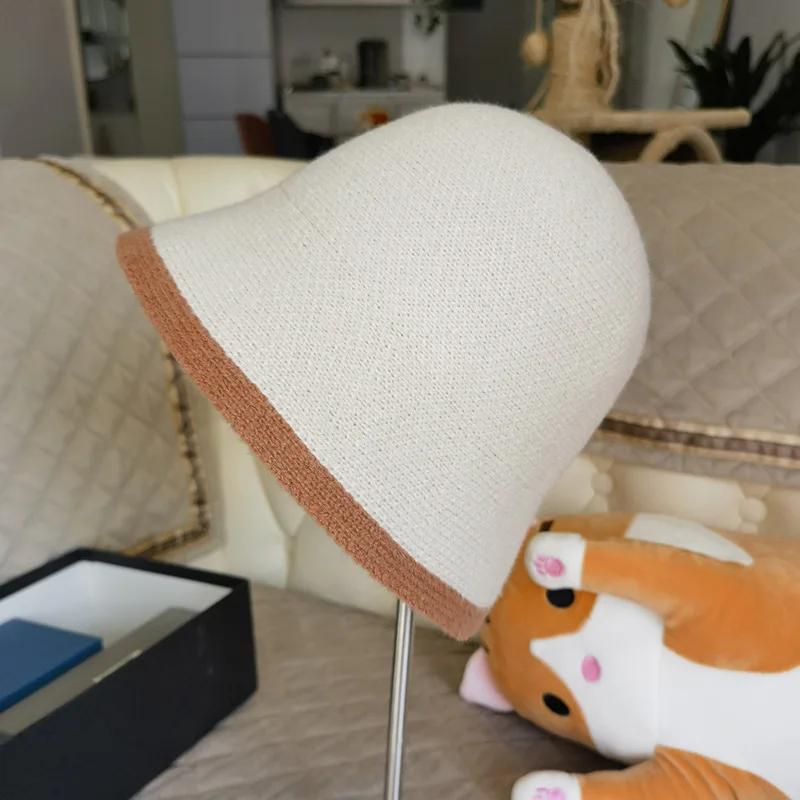 New Winter Hat Ins Wind Japanese Bucket Hats Korean Version Cute Knitted Hats Wool Bucket Hat For Women Mother Mum Gift