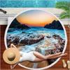Summer Round Beach Towel Flamingo Tropical Plant With Drawstring Backpack Bag Bath Shower Towels Bikini Cover Up Pool Towel