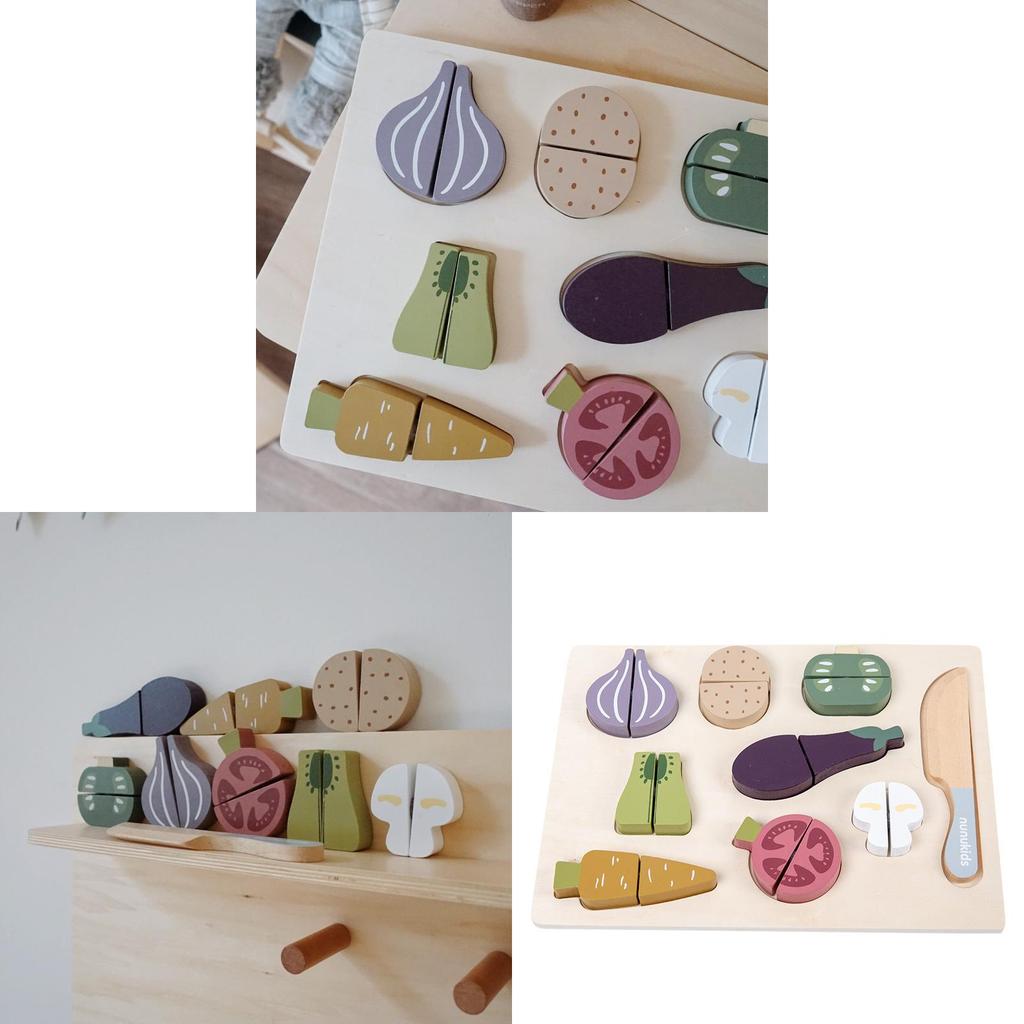 Childrens Wooden Vegetable Cutting Puzzle For Kids Educational Toy Playset