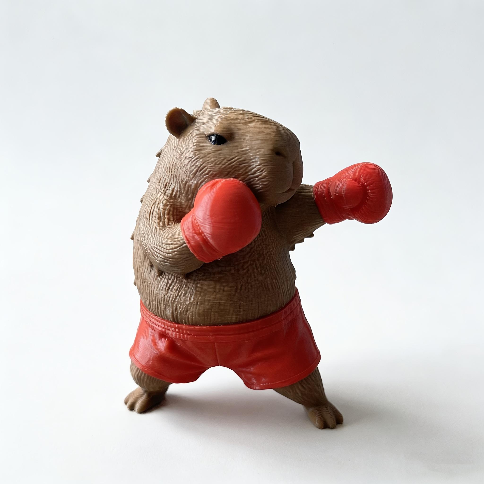 

Cute Boxing Capybara Ornament – Stress relief, exquisite details, fun desk decor! червоний