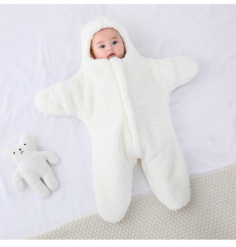 Thick Fleece Starfish Swaddle for Newborns - Anti-Startle Outdoor Sleeping Bag