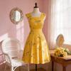 La La Land Mia Cosplay Dress For Stage Performances With Floral Prints For Adults